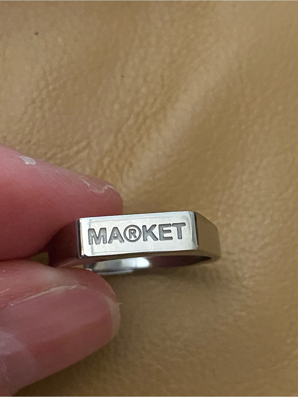 Chinatown market Arket Silver Rectangular Signet Ring with Logo